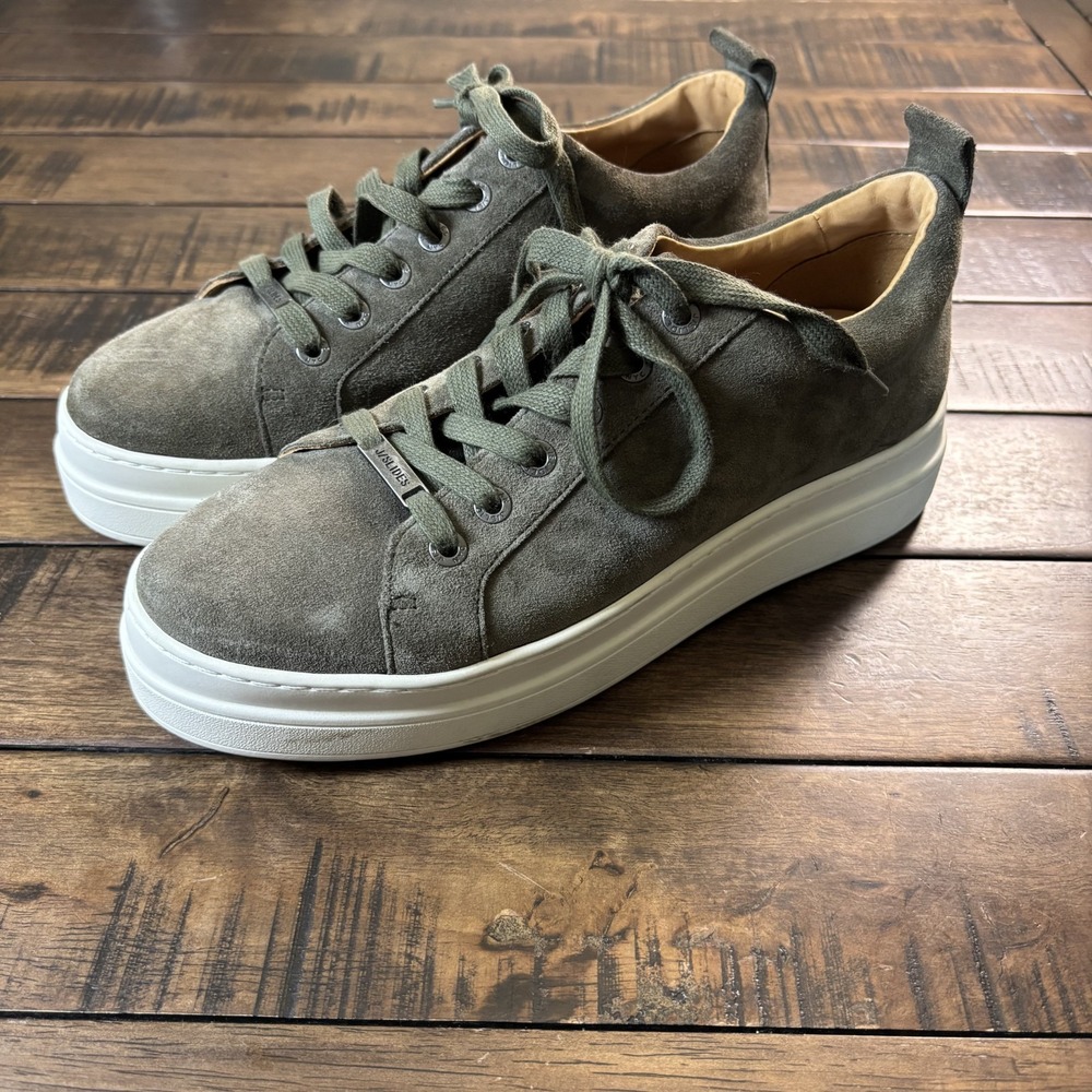 J Slides Women's Noca Green Suede Platform Lace-Up Sneakers Size 8 - Picture 2 of 9